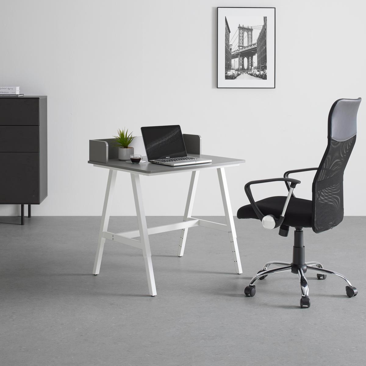 Schreibtisch Emmelie Grau/Weiss - Weiss/Grau, Modern, Holzwerkstoff/Metall (80/54-85/60cm) - Mömax