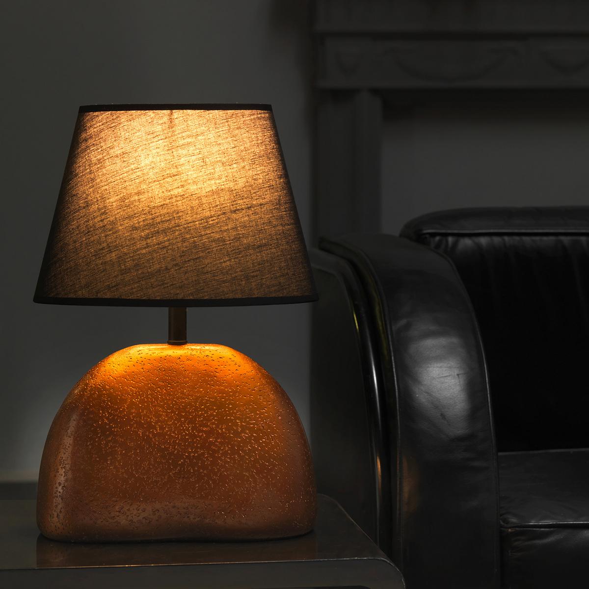 Tischleuchte Polly Schwarz/Bronze - Schwarz/Bronzefarben, Design, Keramik/Textil (30/20/45cm)