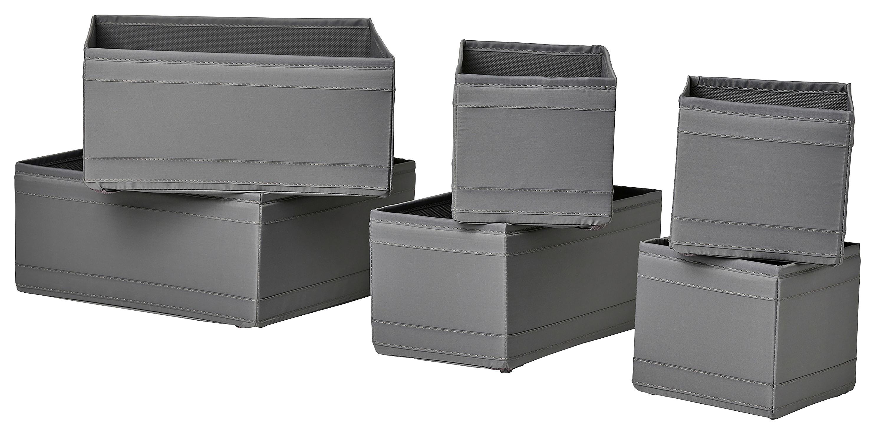 Aufbewahrungsboxen-Set Inside Grau, 6-teilig - Grau, Konventionell, Kunststoff/Textil - Mömax