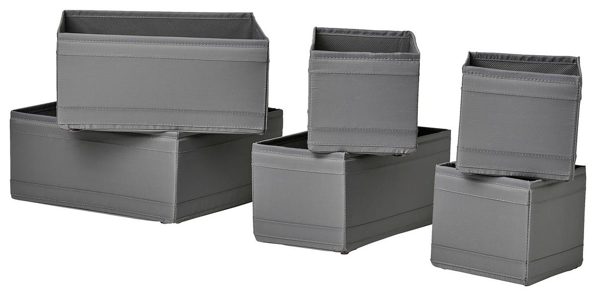 Aufbewahrungsboxen-Set Inside Grau, 6-teilig - Grau, Konventionell, Kunststoff/Textil - Mömax