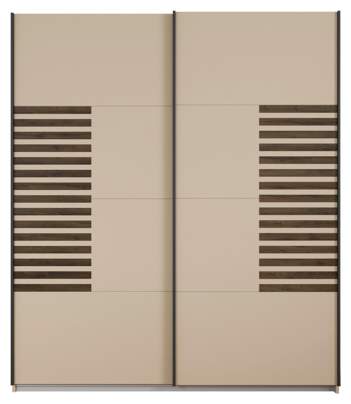 Omara Z Drsnimi Vrati Barea, Barva Šampanjca - barve šampanjca/siva, Moderno, kovina/leseni material (181/210/62cm) - Rauch Möbel