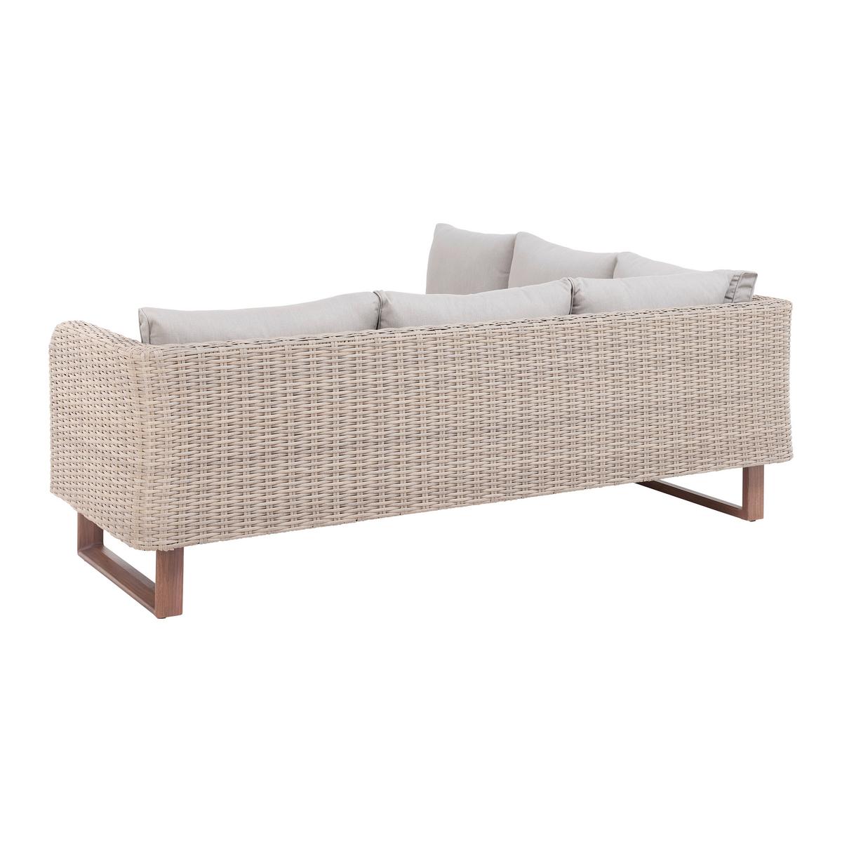 KOMPLET STOŁOWY NA TARAS ELISAVETA - kremowy/jasnobrązowy, Modern, tworzywo sztuczne/metal (254/69/215cm) - Bessagi Garden