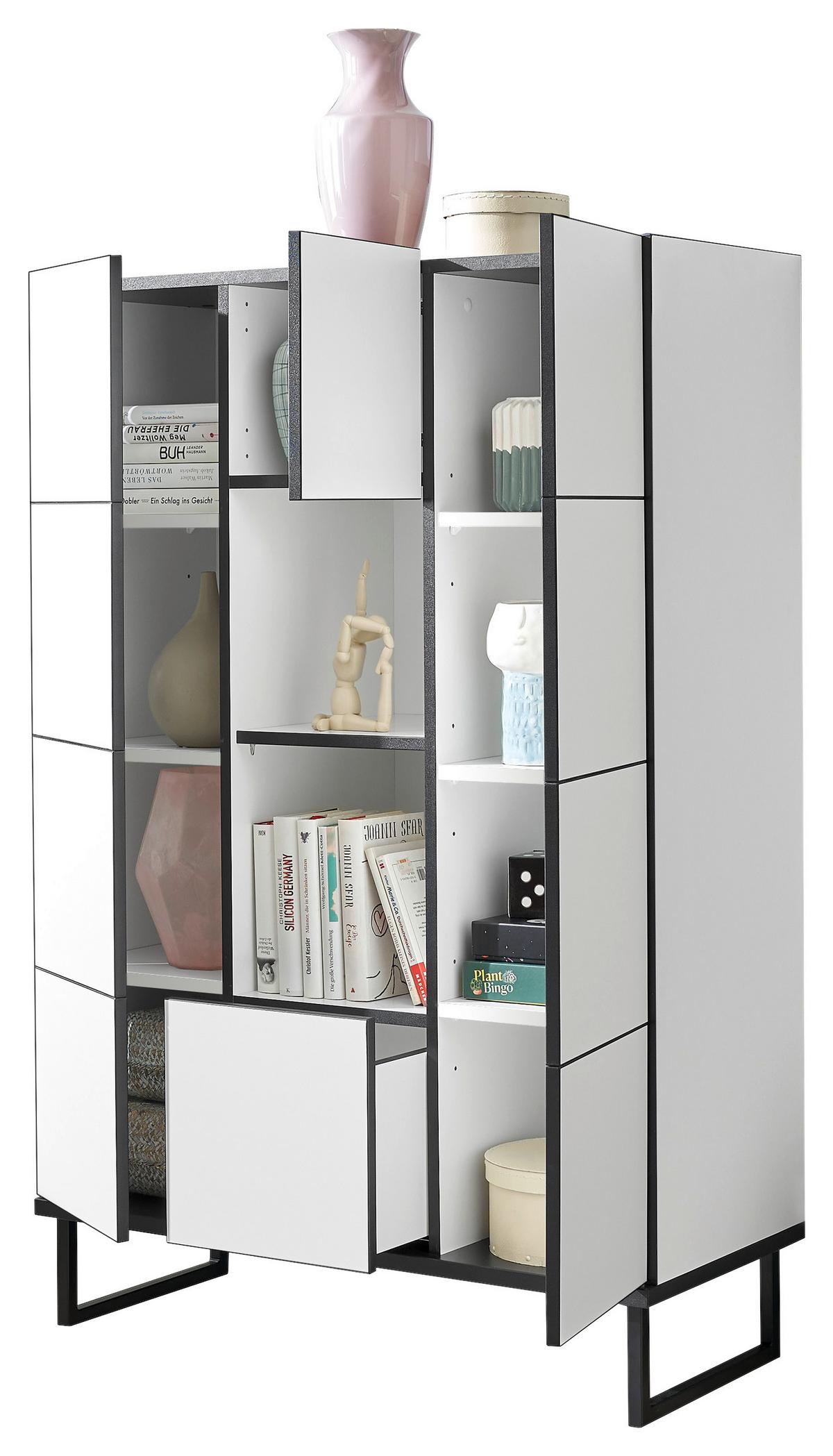 KOMODA WYSOKA VEGA - czarny/biały, Design, materiał drewnopochodny/metal (90/136/40cm) - home24