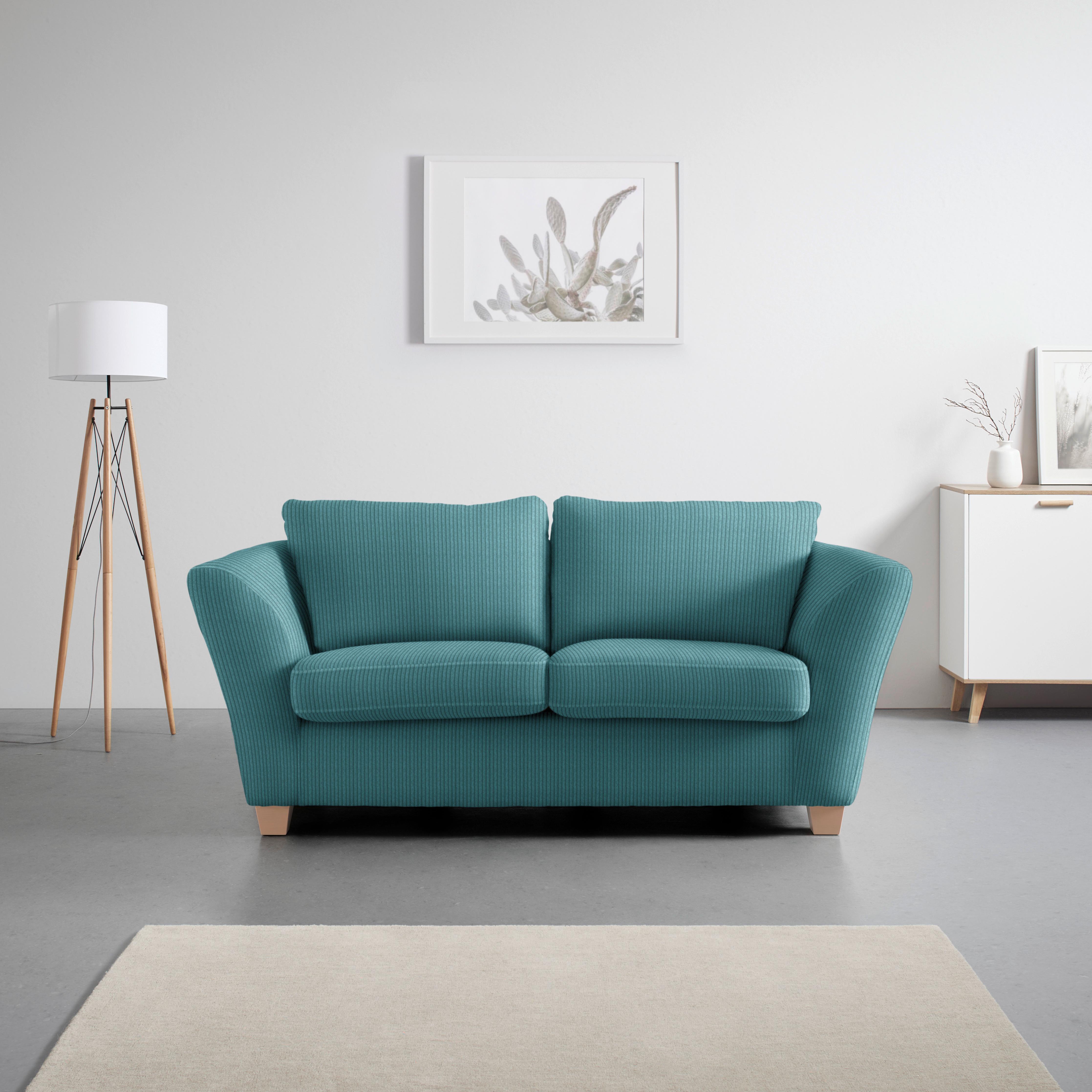 2-Sitzer-Sofa Devado Petrol - Petrol/Naturfarben, Holz/Textil (190/70-85/95cm) - Mömax