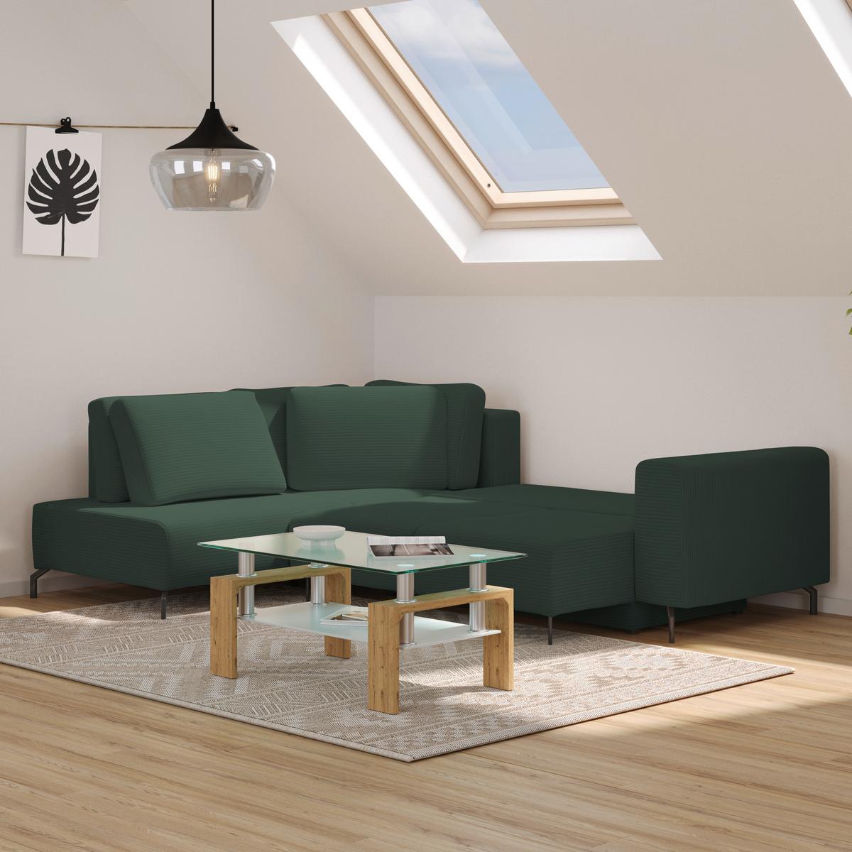 Kutna Garnitura Veni - tamno zelena/crna, Moderno, tekstil (210/272cm) - Modern Living
