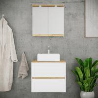 Badezimmer Cosila - Honigeiche/Weiss, Trend, Keramik/Holzwerkstoff (60cm) - MID.YOU