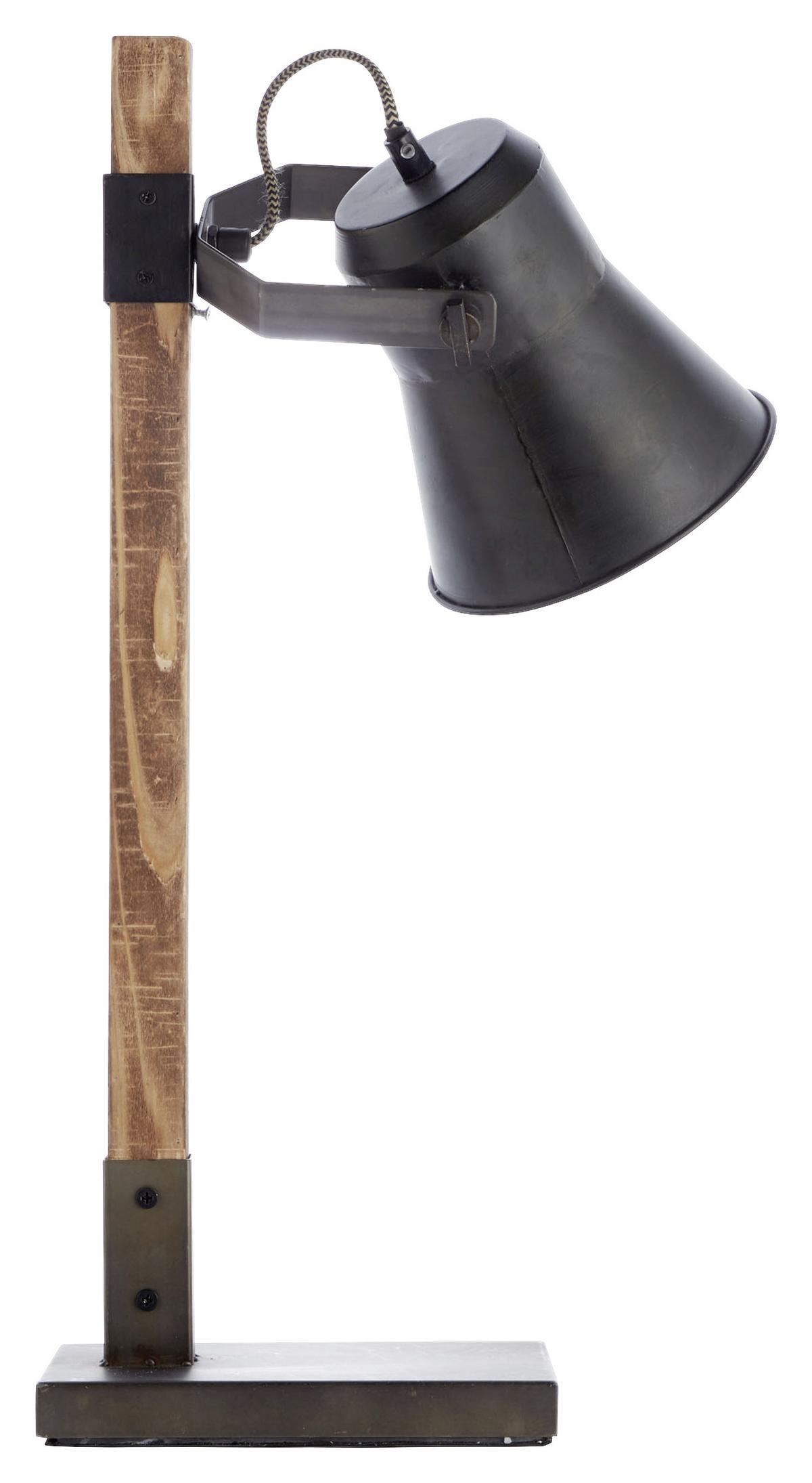 Tischleuchte Plow Schwarz max. 10 Watt - Schwarz, Natur, Holz/Metall (16/55cm) - Brilliant