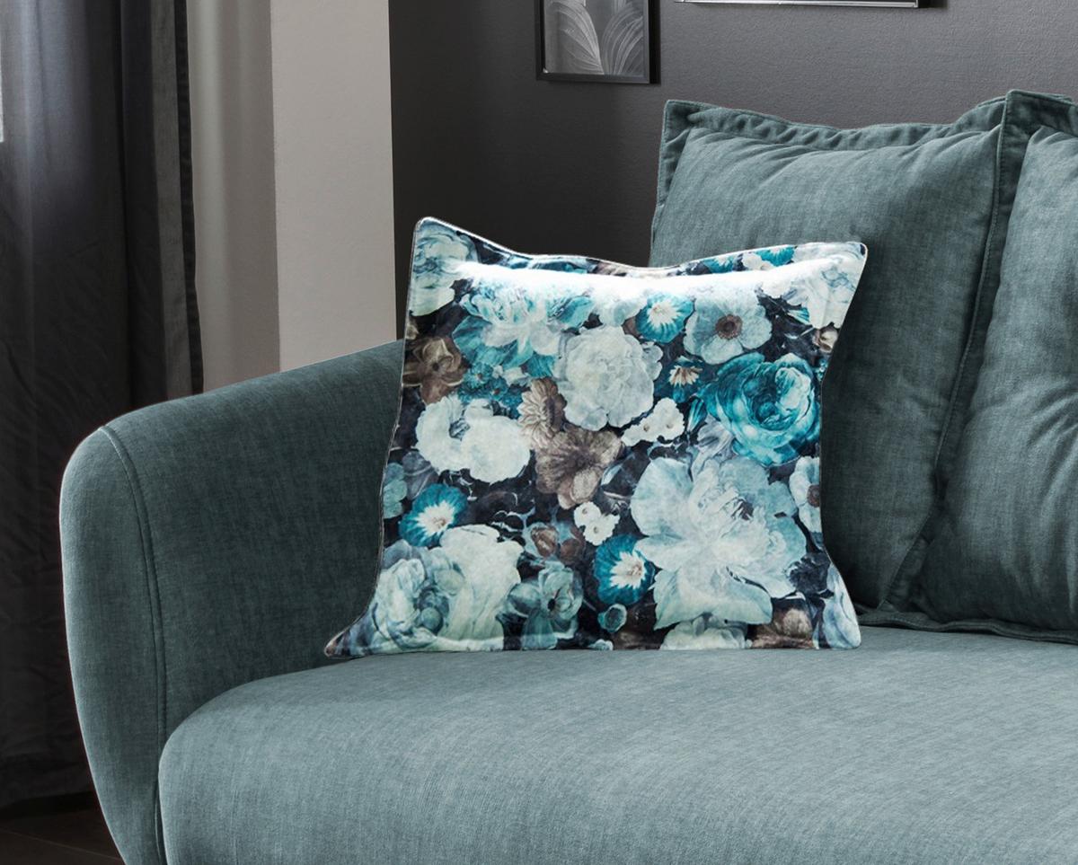 3-Sitzer-Sofa Baggio Blau Velours - Blau/Buchefarben, MODERN, Holz/Textil (236/94/103cm) - Livetastic