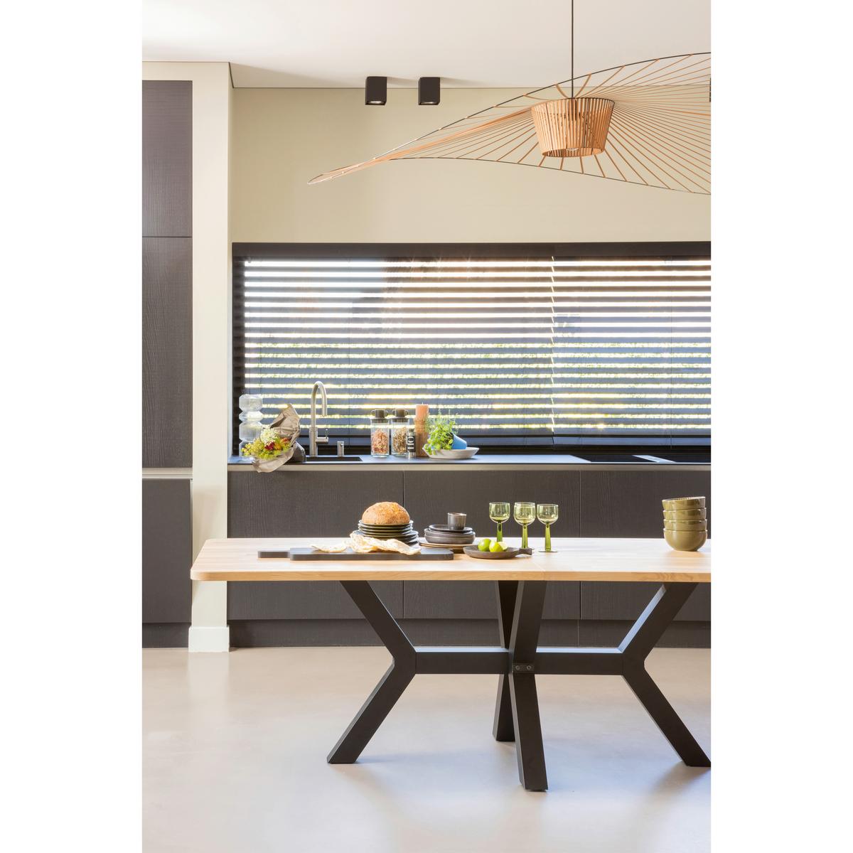 Esstisch Tablo Naturfarben/Schwarz L: 240cm - Schwarz/Naturfarben, MODERN, Holz/Metall (240/100/77cm) - Livetastic