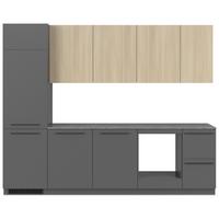 Küchenblock Milino o. E-Geräte Graphitgrau - Eichefarben/Graphitfarben, Basics, Holzwerkstoff/Kunststoff (285cm) - Visiona