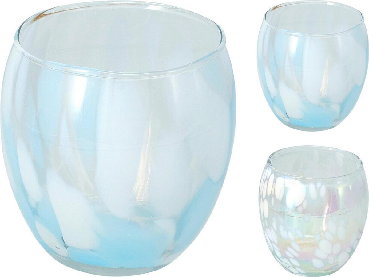 Üveg Teamécsestartó Votive - kék/fehér, Trend, üveg (11/11cm)