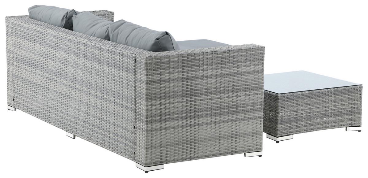Dining-Loungeset Rotterdam ca. 202x160 cm Grau - Grau, KONVENTIONELL, Glas/Kunststoff - Gardenson