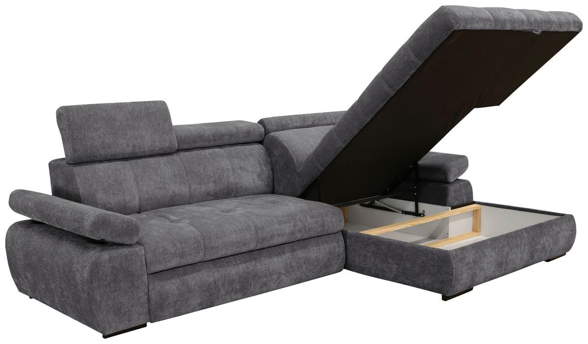 Coltar VEGAS - gri închis, Design, lemn/textil (294/173cm) - Modern Living