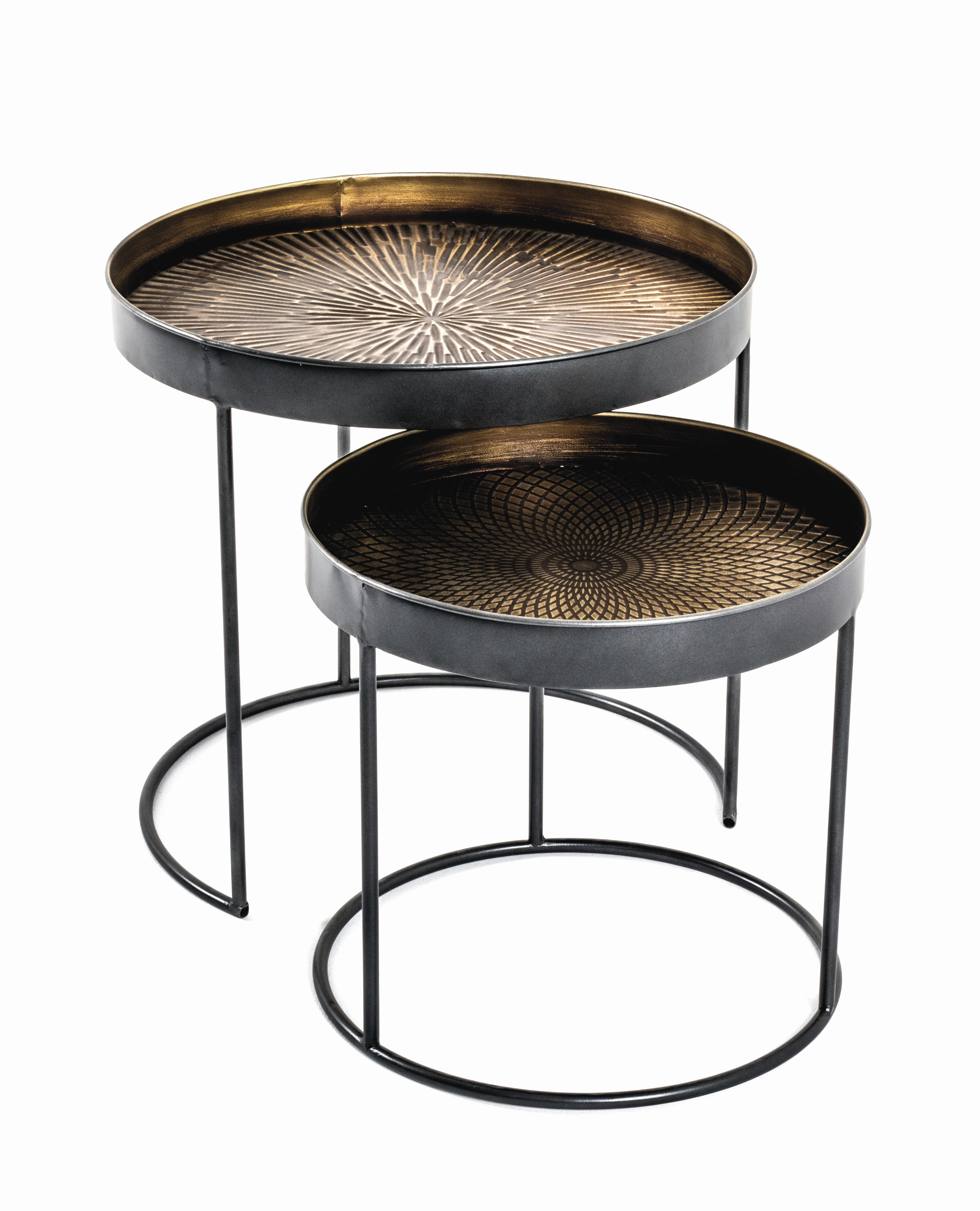 ZESTAW STOLIKÓW BOCZNYCH CELLE - czarny/kolor miedziany, Design, metal (38-41/38-41/48-51cm)