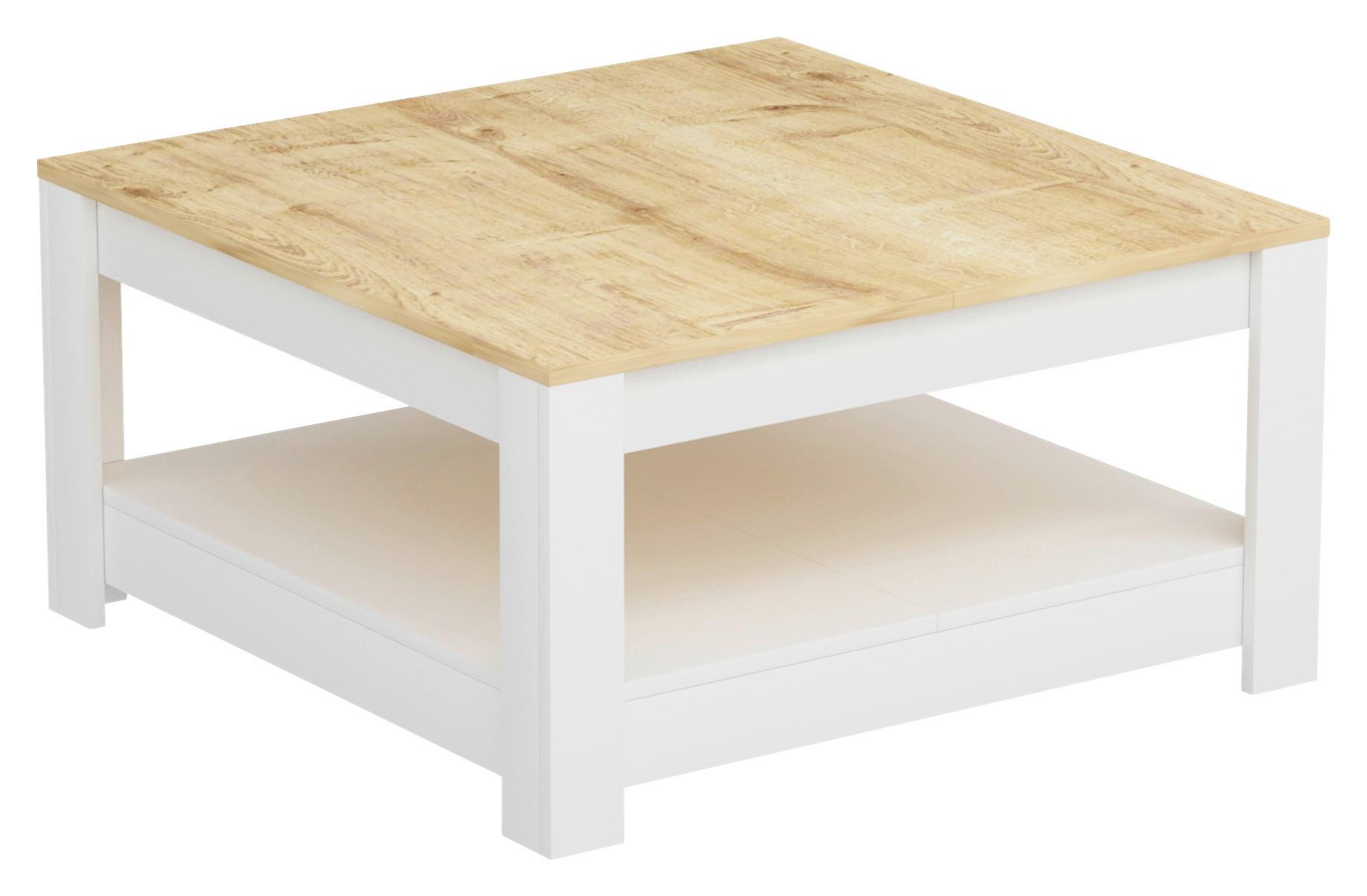 Couchtisch Athena ca. 89x89x45 cm Weiß/Eiche - Eichefarben/Weiß, Design, Holzwerkstoff (89/89/45cm) - Livetastic