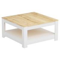 Couchtisch Athena ca. 89x89x45 cm Weiß/Eiche - Eichefarben/Weiß, Design, Holzwerkstoff (89/89/45cm) - Livetastic