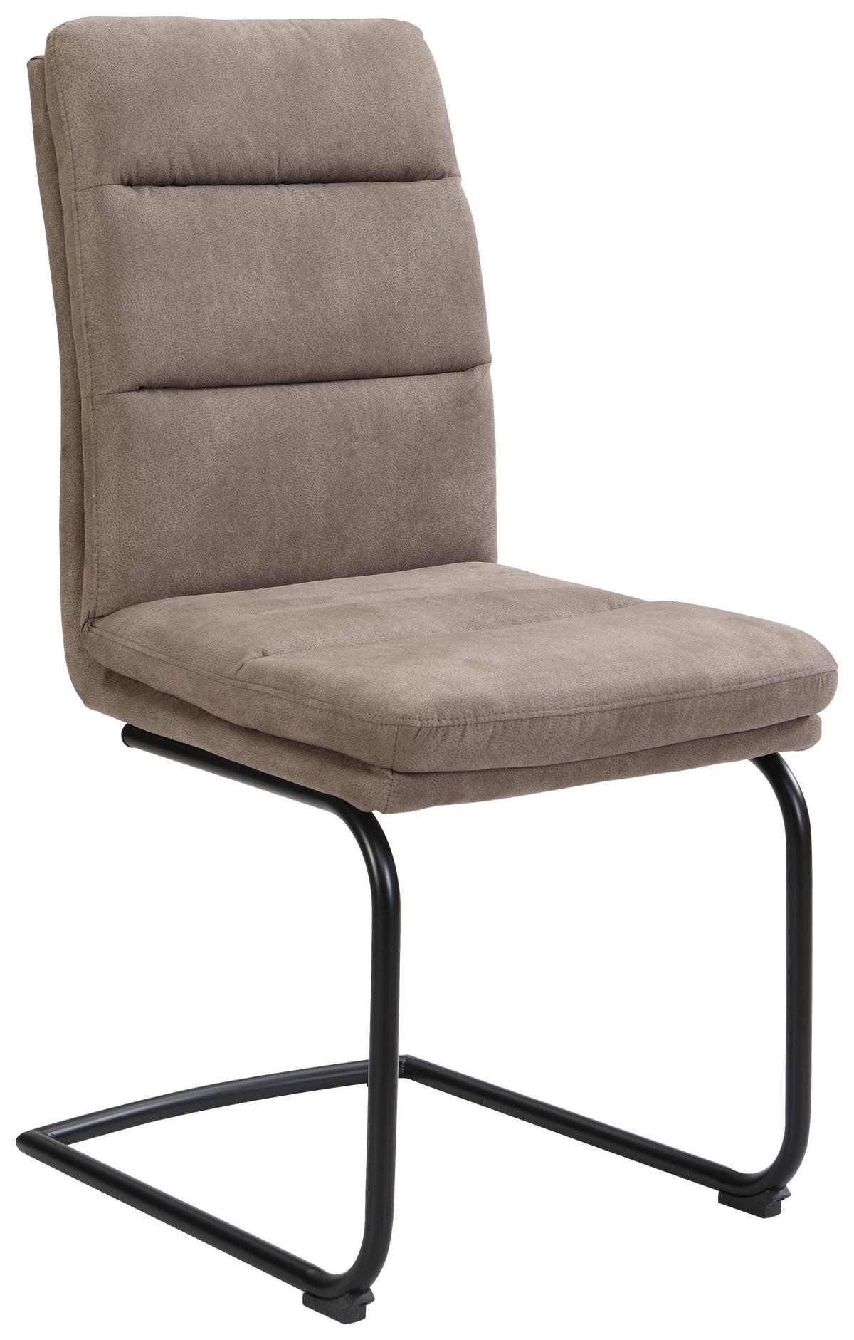 KRZESŁO NA PŁOZIE SCOTTY - czarny/taupe, Design, metal/tkanina (46/62,5/95cm) - Cantus