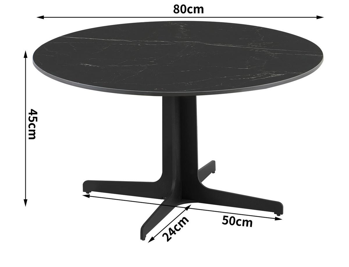 Măsuță de cafea BLACK PEARL 3 - negru, Modern, ceramică/metal (80/45/80cm) - Modern Living