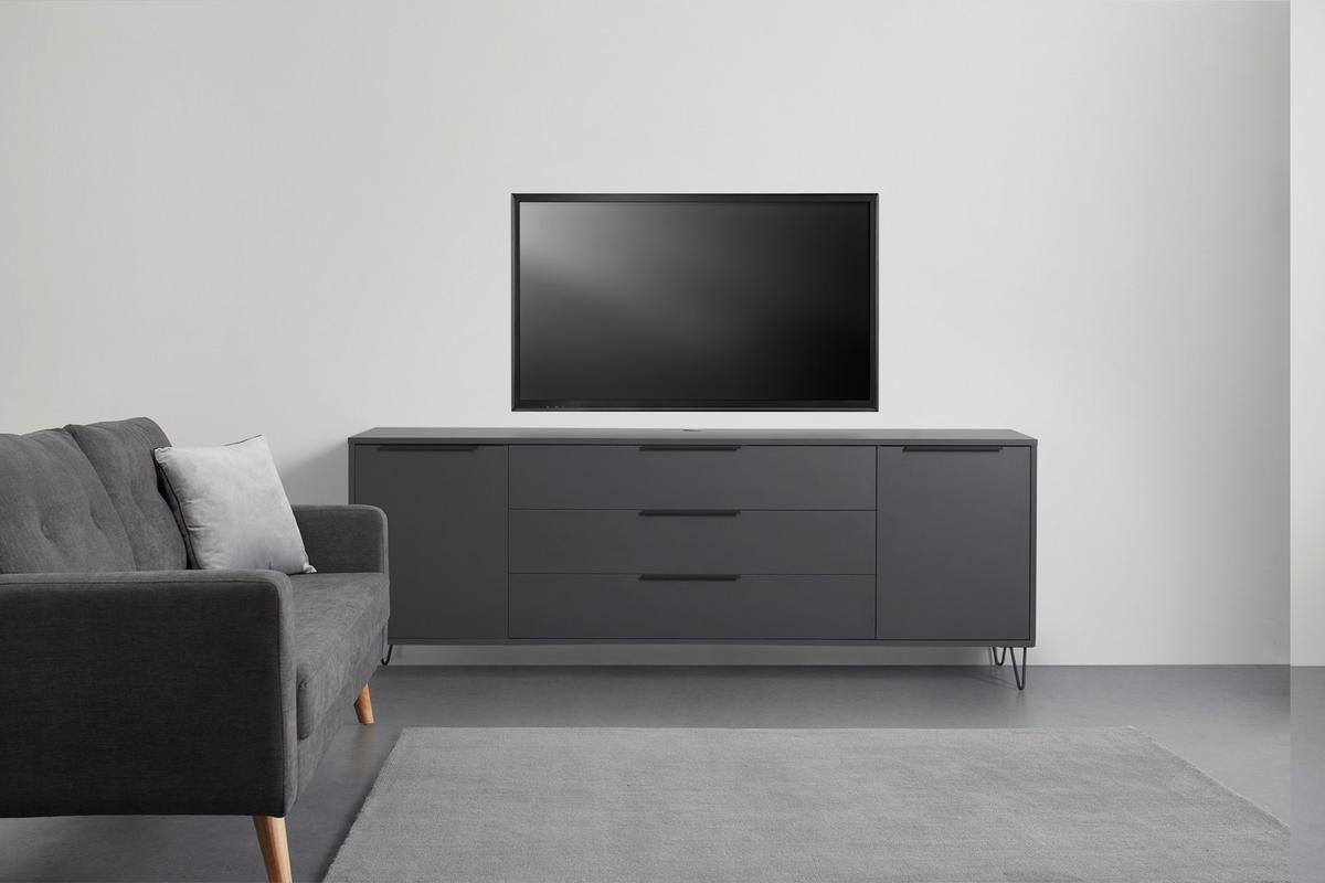 Comodă joasă Bounty - antracit, Modern (216/67cm) - Premium Living