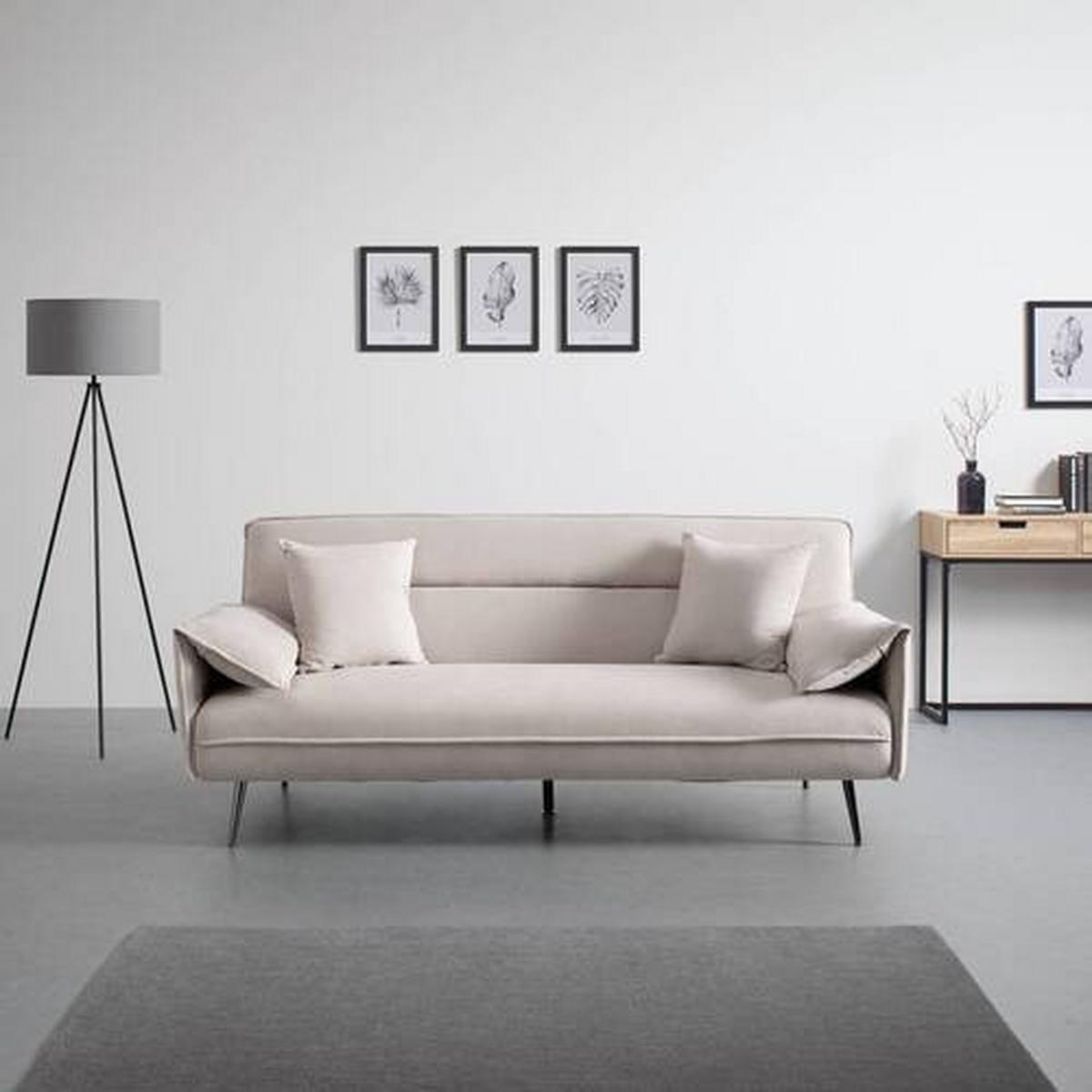 Schlafsofa Lana Beige Webstoff - Beige/Anthrazit, MODERN, Holz/Textil (193/117/25,5cm) - Bessagi Home