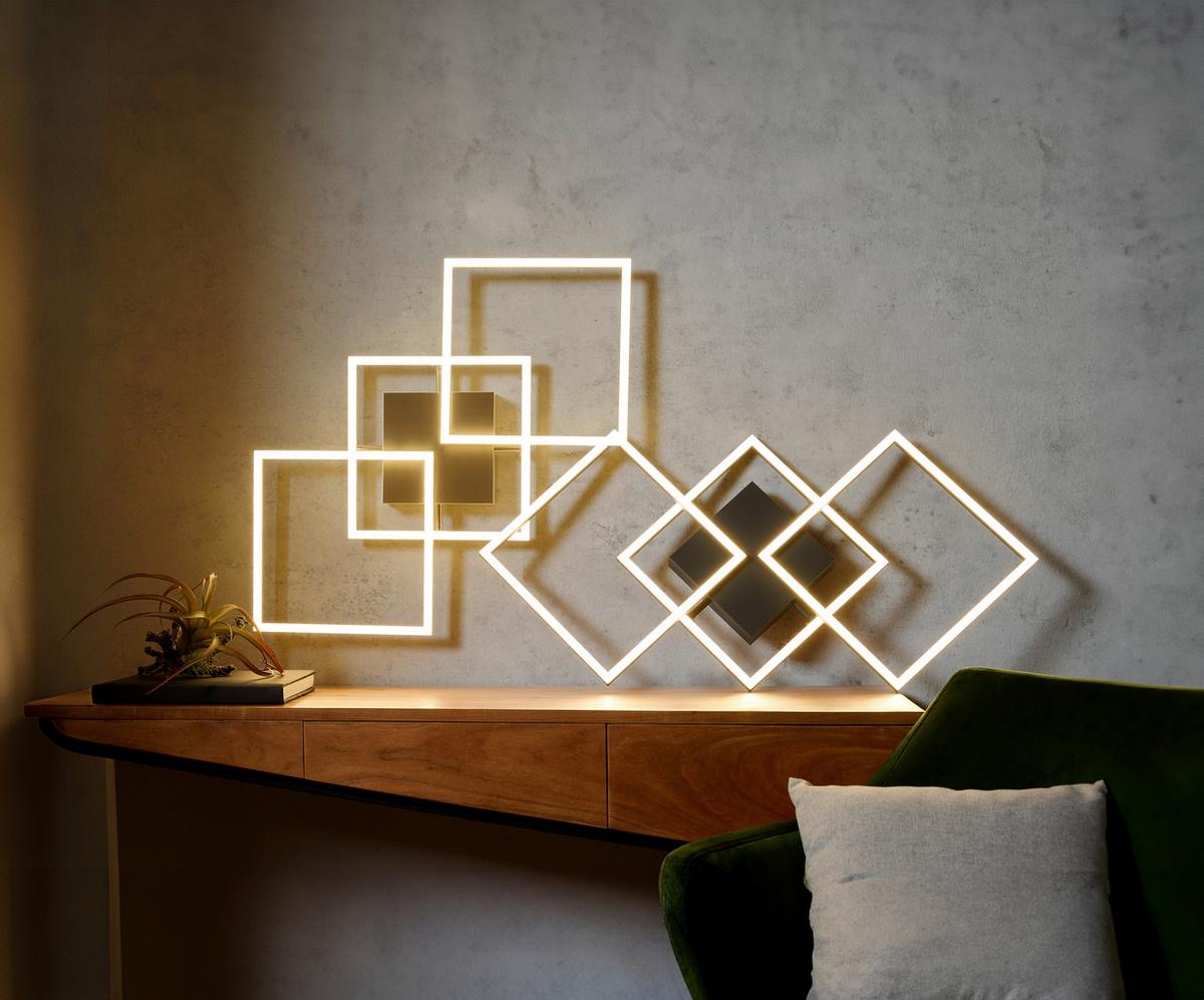 LAMPA SUFITOWA LED GIGA 4 *SBN* - kolor niklowy, Trend, tworzywo sztuczne/metal (75,5/37/6cm) - Novel