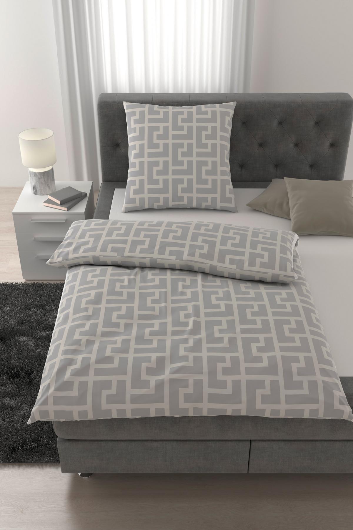 Bettwäsche Mäander Naturfarben ca. 135x200cm - Naturfarben, ROMANTIK / LANDHAUS, Textil (135/200cm) - Mömax