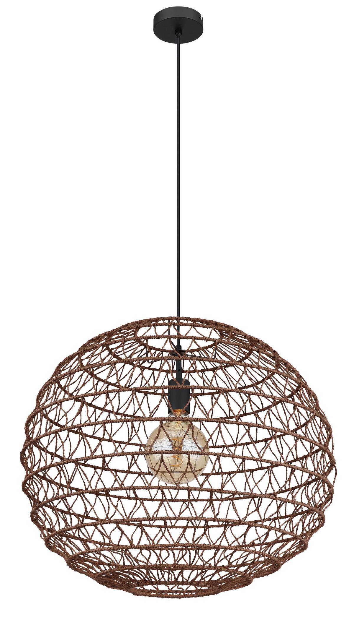 Hängeleuchte Senni max. 15 Watt - Dunkelbraun/Schwarz, Papier/Kunststoff (59/120cm) - Globo