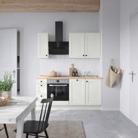 Küchenblock Cascada High m. Geräten Weiß - Eichefarben/Schwarz, MODERN, Holzwerkstoff/Metall (180cm) - Nobilia