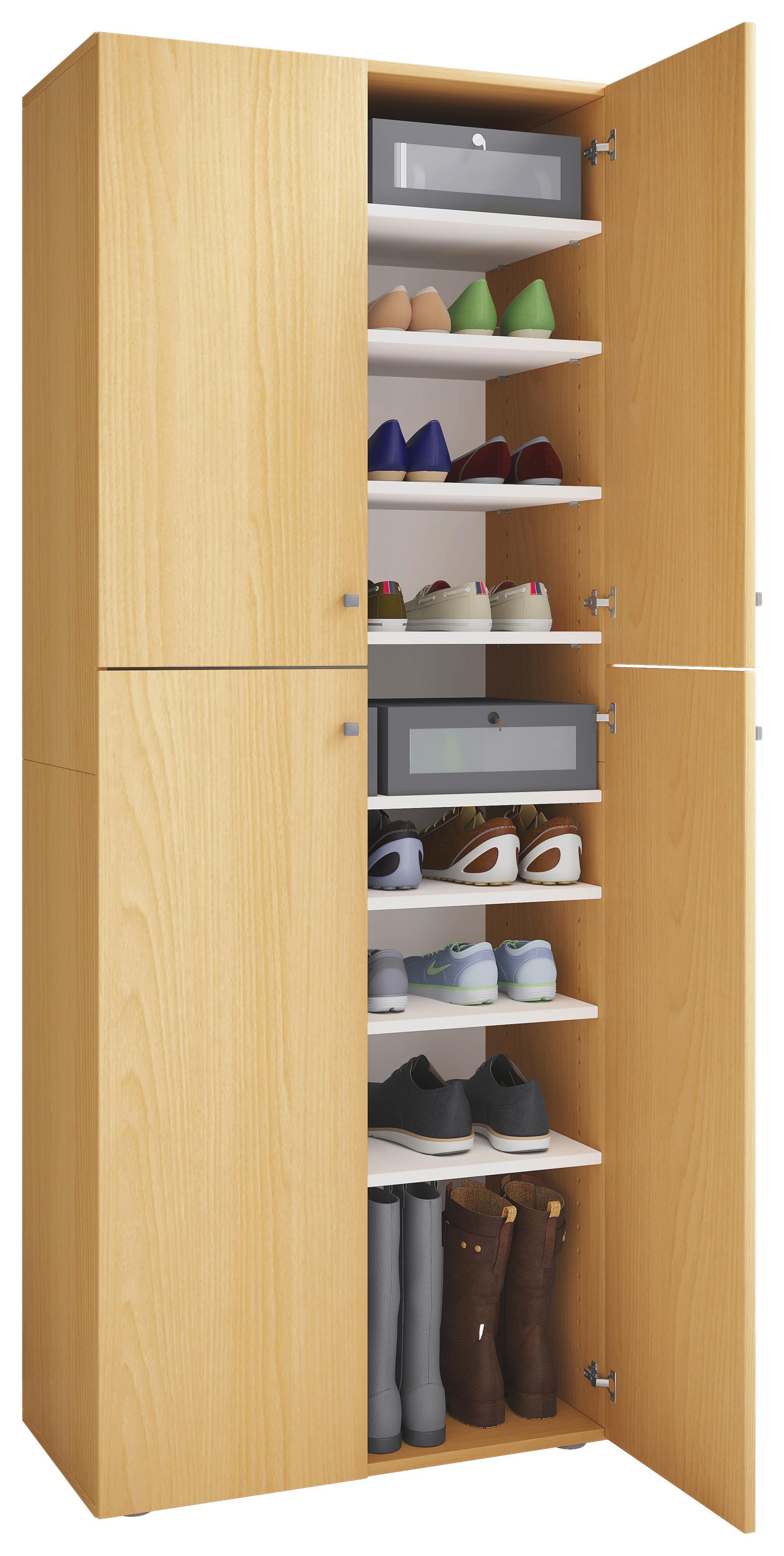 Schuhschrank Lona XXL ca.70x182x37cm Buchefarben - Silberfarben/Buchefarben, KONVENTIONELL, Holzwerkstoff/Kunststoff (70/182/37cm) - MID.YOU