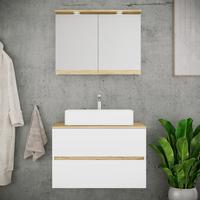 Badezimmer Cosila - Honigeiche/Weiss, Trend, Keramik/Holzwerkstoff (80cm) - MID.YOU