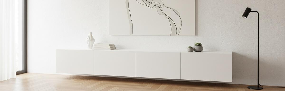 KOMODA NISKA NEWNIQ - biały, Design, materiał drewnopochodny (240/36,7/45cm) - Hom`in