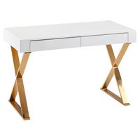 Pisalna Miza Wl6.314 - zlate barve/bela, Moderno, kovina/leseni material (118/57/76cm) - MID.YOU