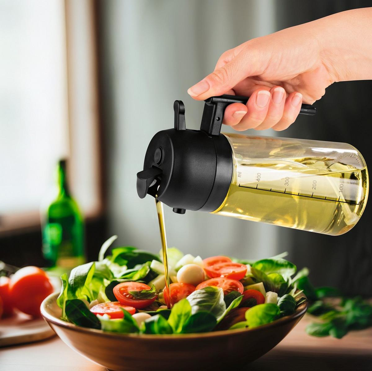 Ölsprüher Gourmetmaxx Schwarz ca. 470ml - Transparent, KONVENTIONELL, Glas/Kunststoff