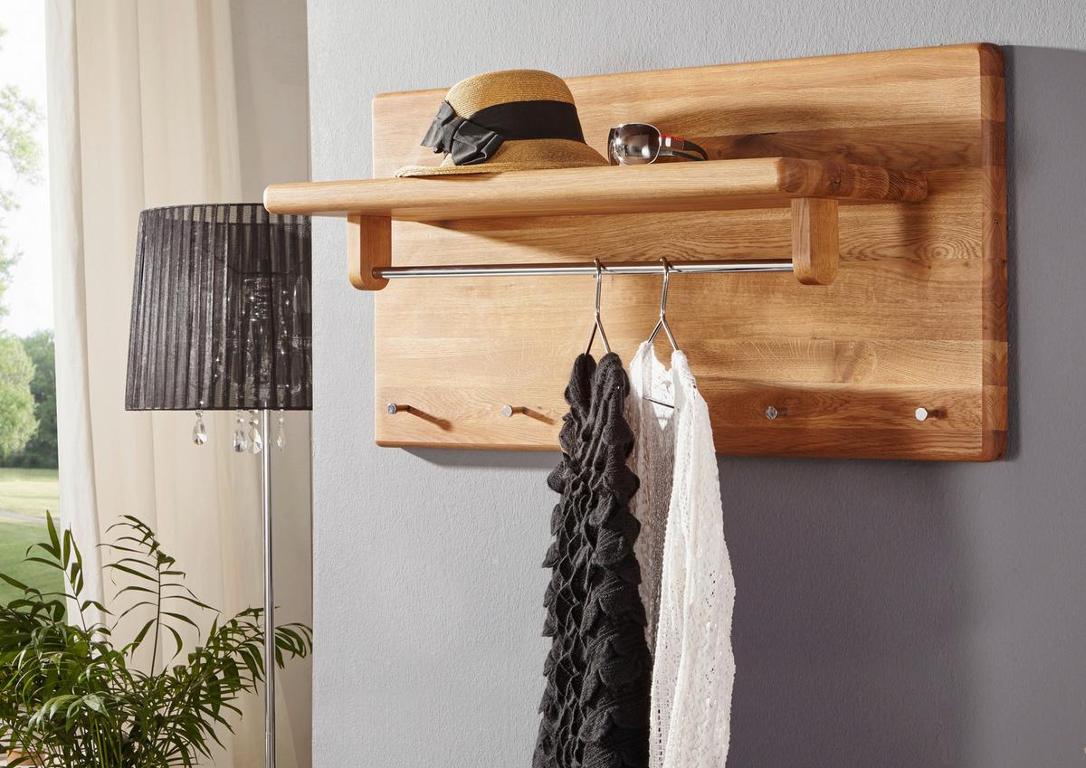 WIESZAK ŚCIENNY KM-0240 - kolor dębowy, Basics, drewno (100/50/32,5cm)