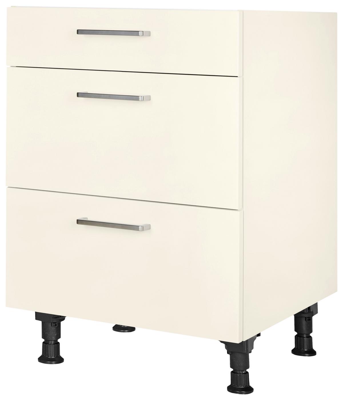 Schubkastenunterschrank Touch Magnolie - Edelstahlfarben/Magnolie, MODERN, Holzwerkstoff/Metall (60/87/56cm) - Nobilia