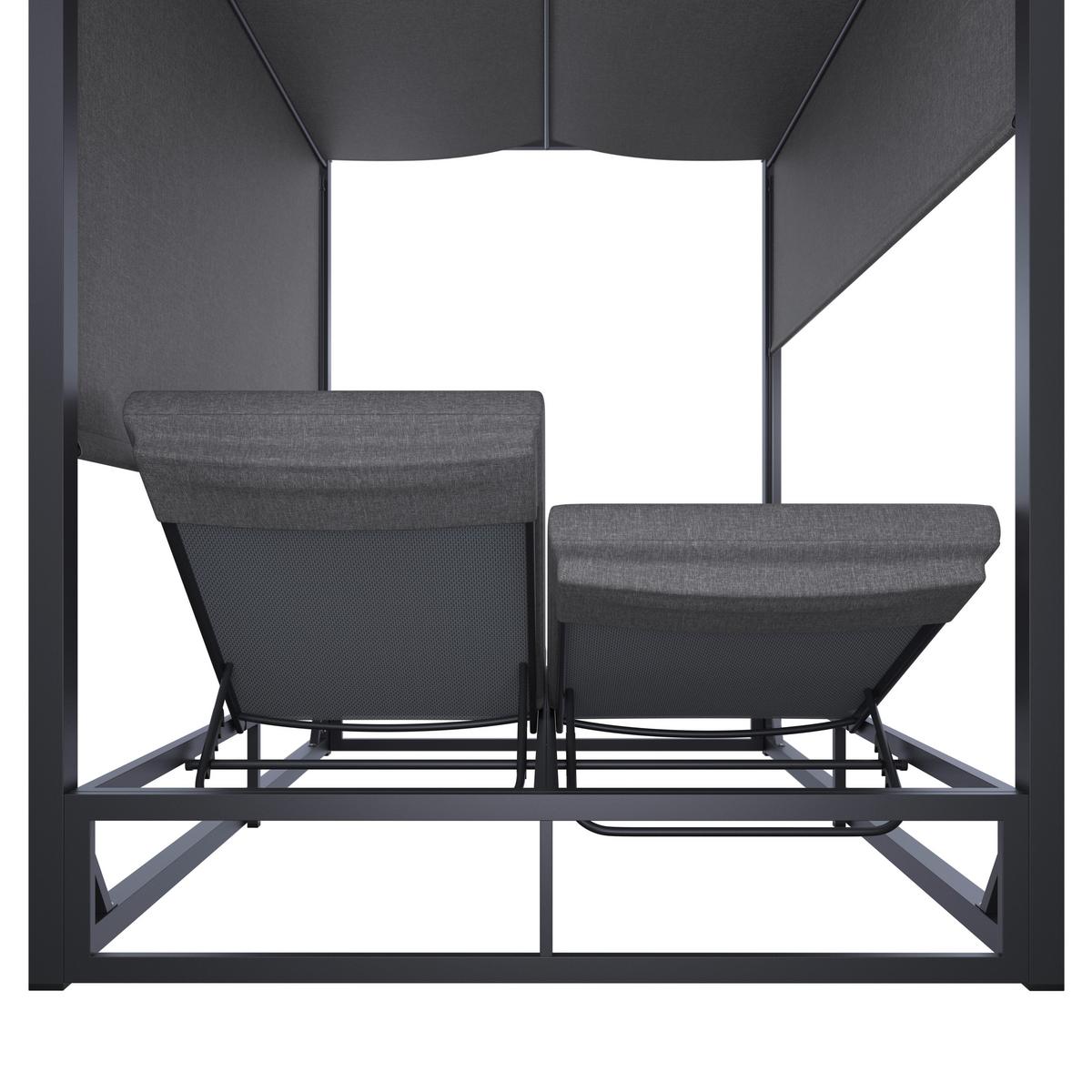 Sonneninsel Aviva Dunkelgrau Wetterfest - Grau, Modern, Textil/Metall (200/196/148cm) - Bessagi Garden