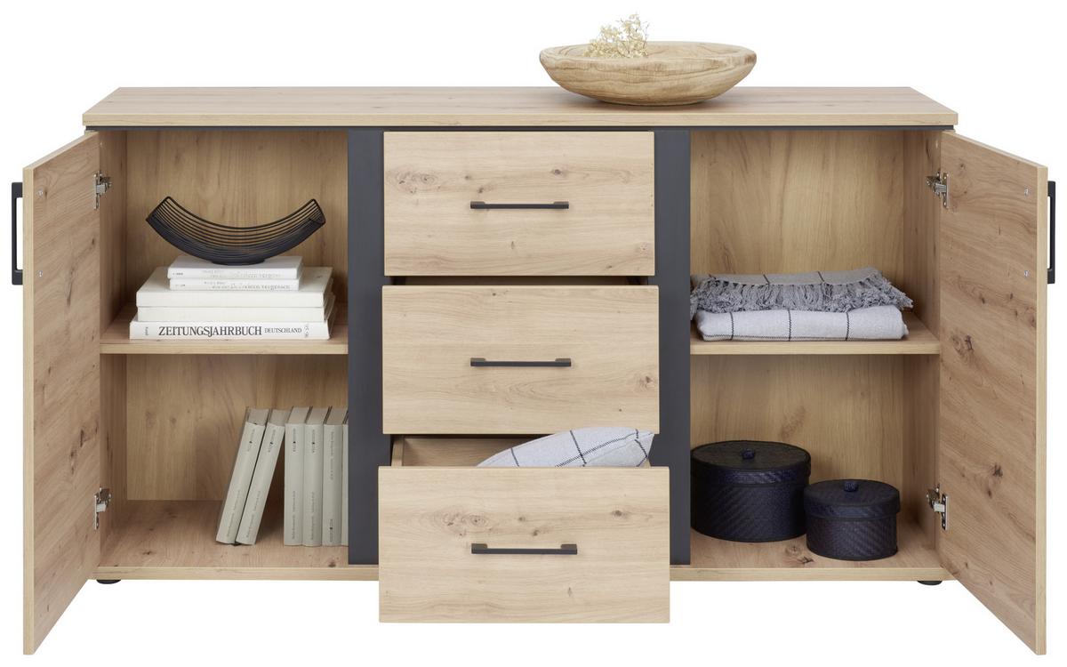 Comodă cu uși NATURE NATK 01 - culoare lemn stejar, Konventionell, material pe bază de lemn (145/84/42cm)