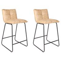Barhocker-Set Jeremy 2er-Set ca. 44x87 cm Beige - Beige/Schwarz, KONVENTIONELL, Textil/Metall (44/87/50cm) - MID.YOU