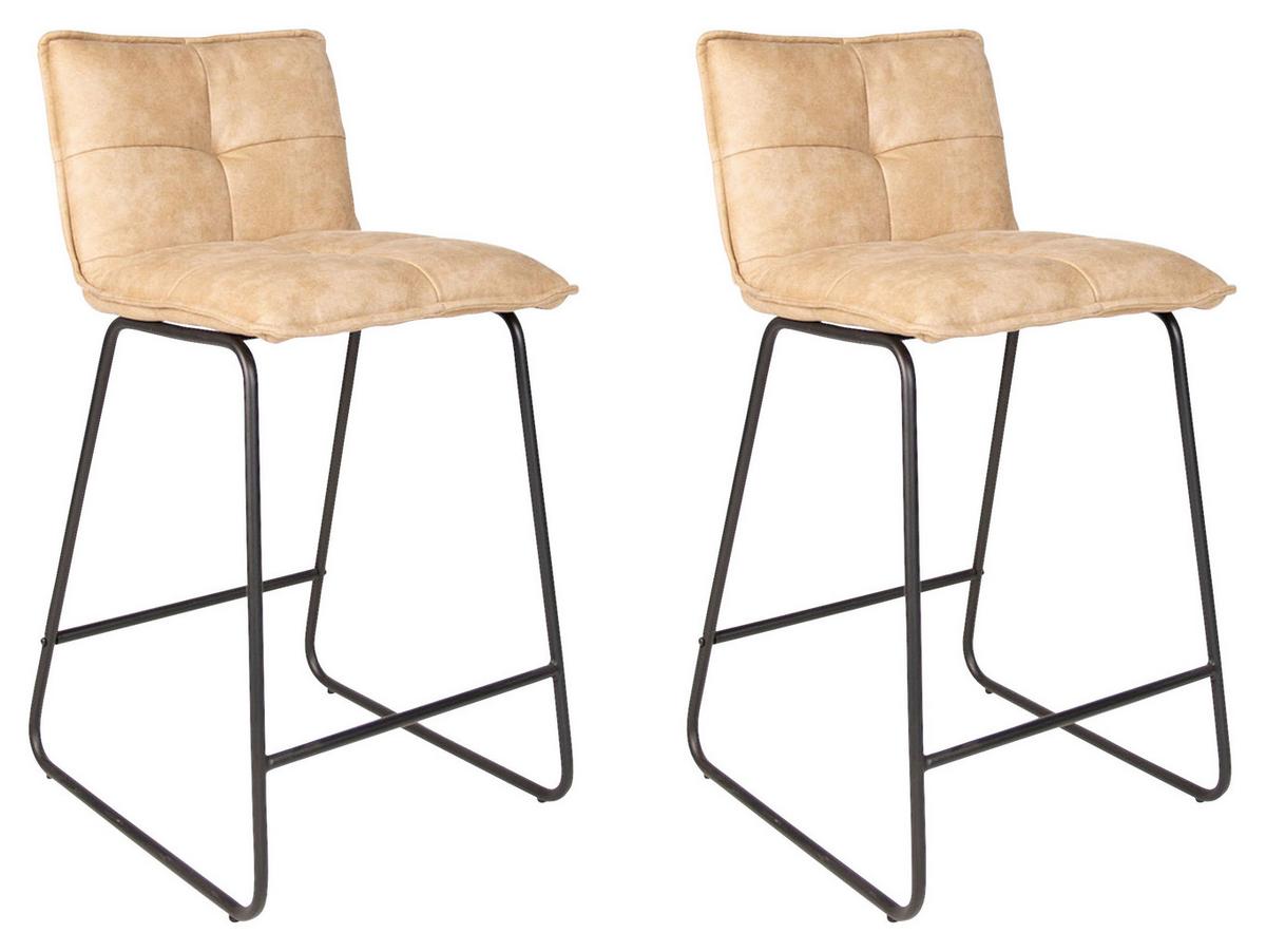 Barhocker-Set Jeremy 2er-Set ca. 44x87 cm Beige - Beige/Schwarz, KONVENTIONELL, Textil/Metall (44/87/50cm) - MID.YOU