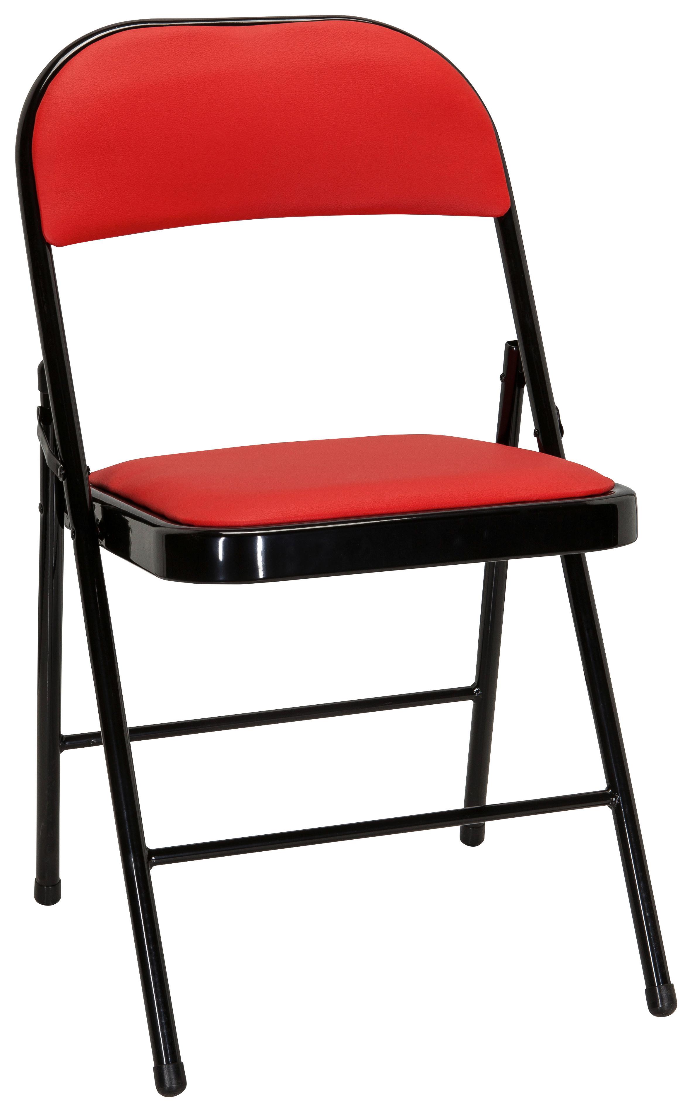 Zložljiv Stol Tudela Pu, Rdeča - rdeča/črna, Basics, kovina/tekstil (44/80/49cm) - MID.YOU