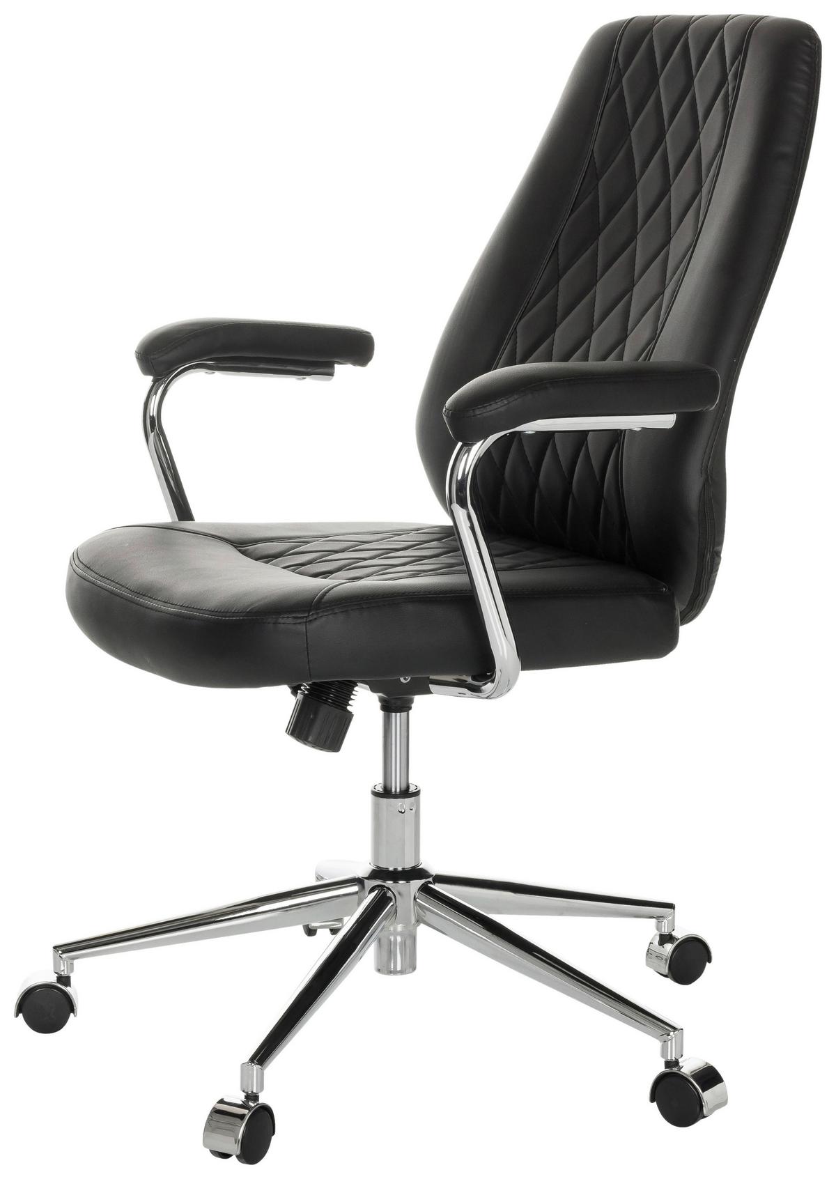 Pisarniški Stol Theo I, Črna - srebrne barve/črna, Basics, kovina/umetna masa (68/96-103/68cm) - MID.YOU