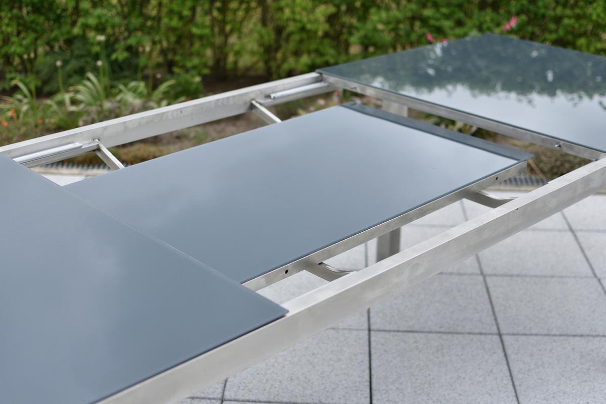 Raztegljiva Vrtna Miza Gardenson, Siva, 180-240x100 - srebrne barve/siva, Moderno, kovina/steklo (180/100/75cm) - Gardenson