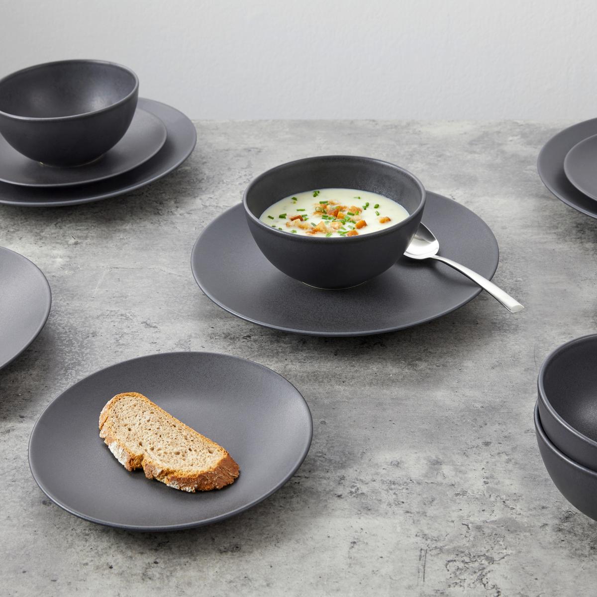 ZASTAWA STOŁOWA GIEWONT - czarny, Modern, ceramika - Creatable