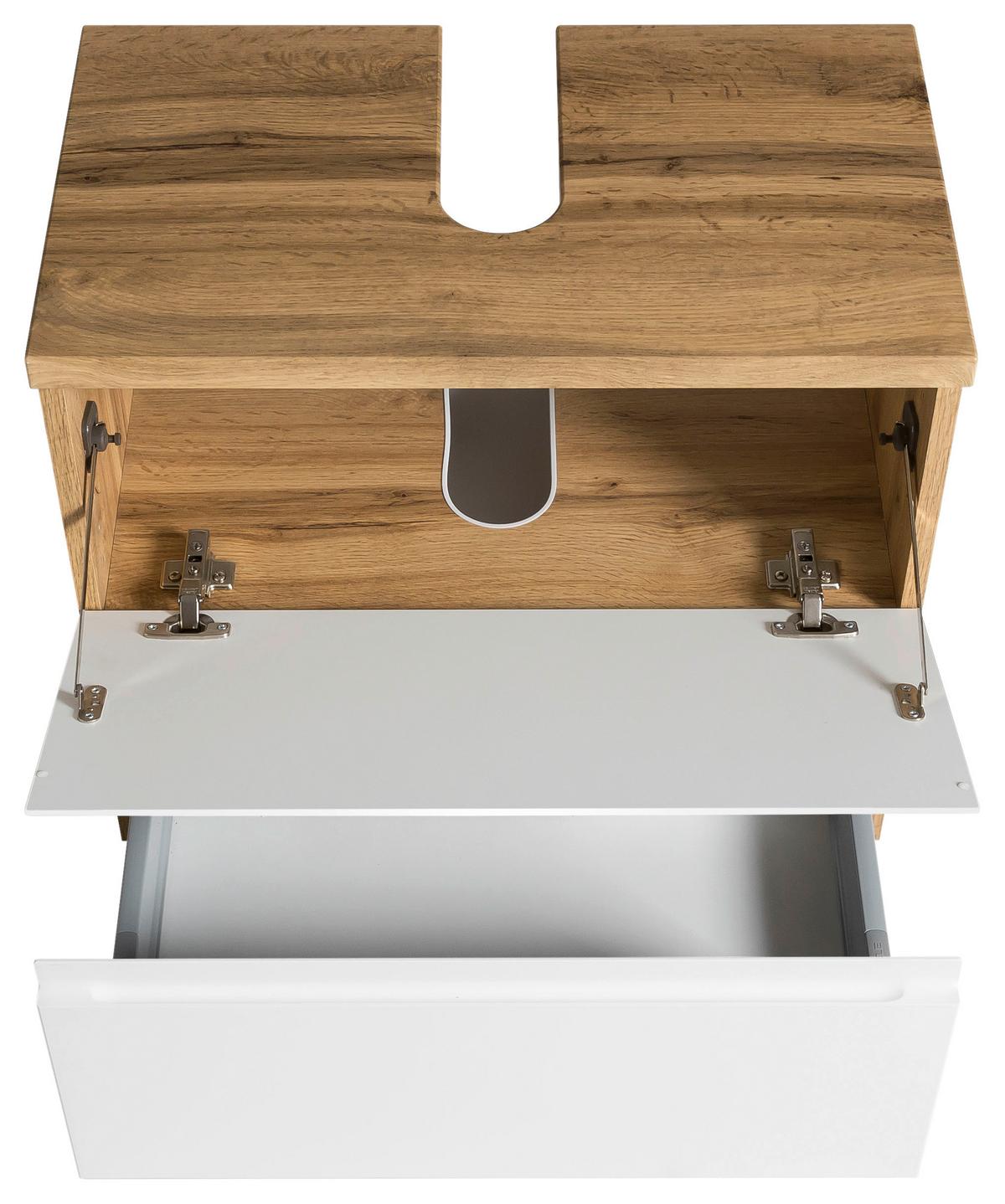 Waschbeckenunterschrank Varese ca. 60x59 cm Weiß/Eiche - Eiche Wotan/Weiß, MODERN, Holzwerkstoff (60/59/35cm) - Held