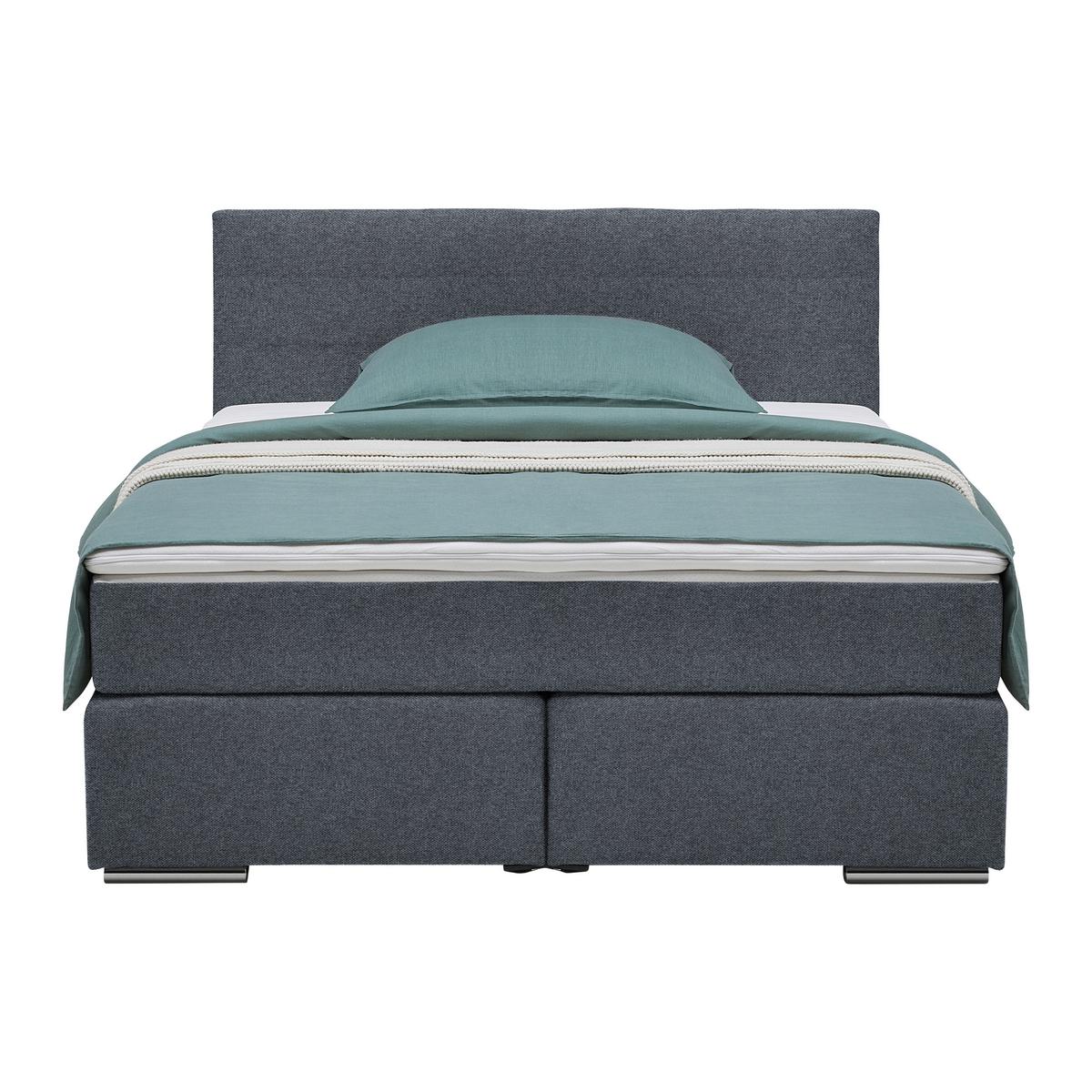 Boxspringbett Palermo in Anthrazit ca. 140x200cm - Chromfarben/Anthrazit, KONVENTIONELL, Kunststoff/Textil (140/200cm) - Based