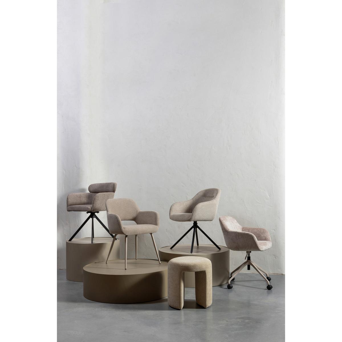 Armlehnstuhl-Set Grant-Jaki Sandfarben B: 57cm - Sandfarben/Schwarz, MODERN, Textil/Metall (57/80/61cm) - Livetastic