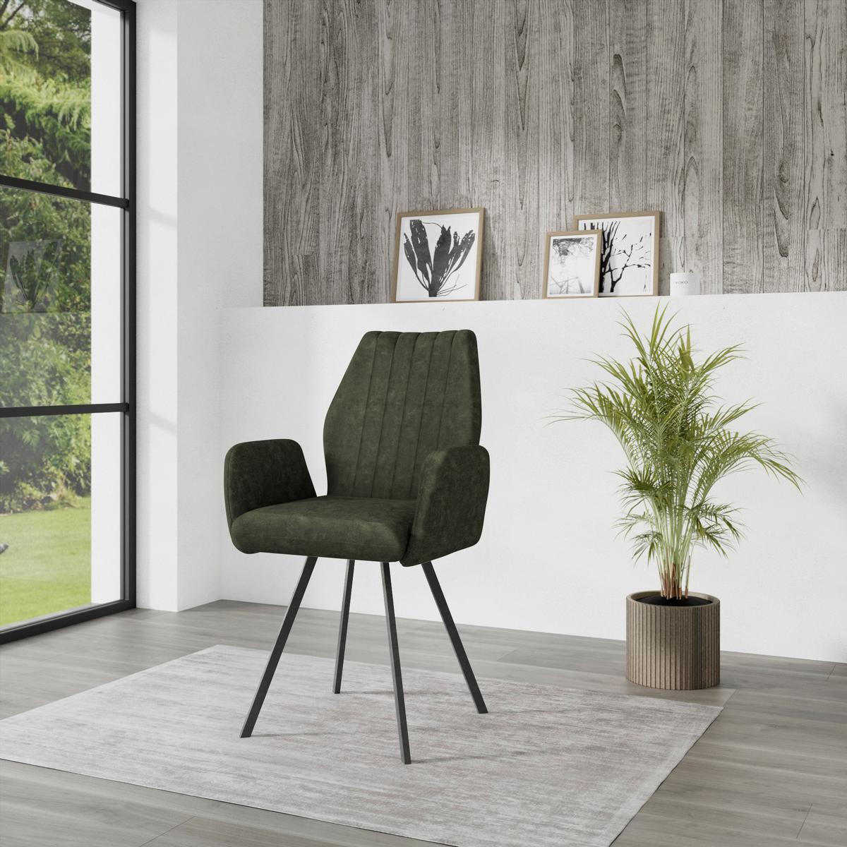 Naslanjač Johanna 2, Temno Zelena, Žamet - črna/temno zelena, Trendi, kovina/tekstil (57/90/60cm)