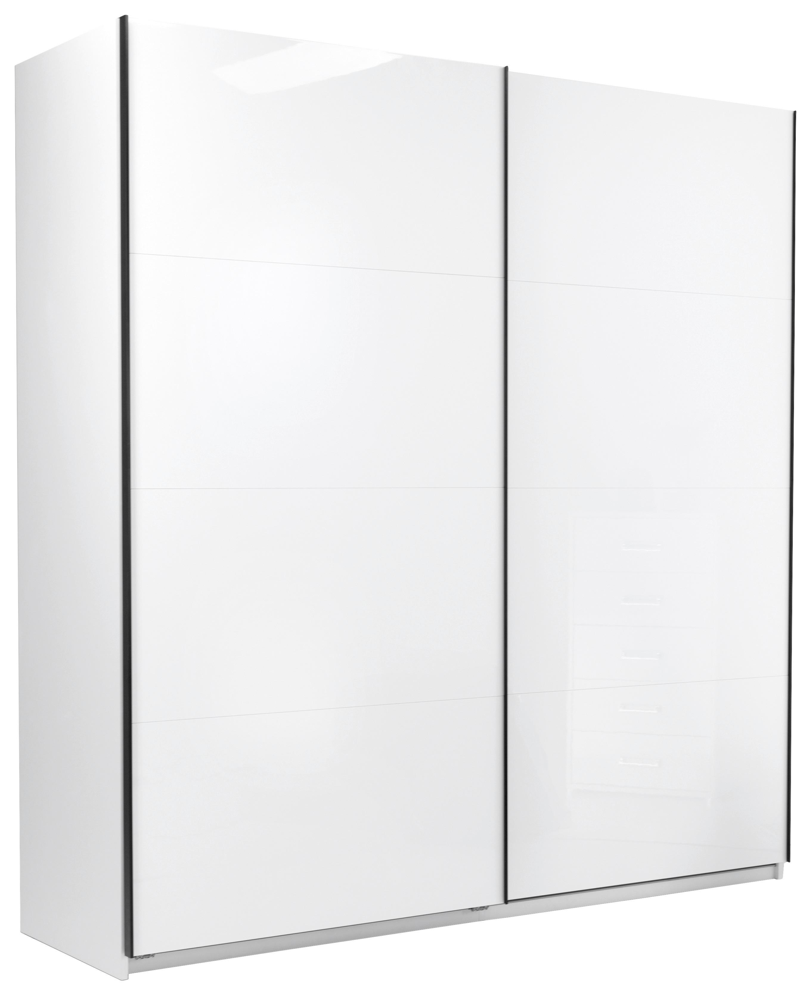Omara Z Drsnimi Vrati Family, Bela, Visoki Sijaj - bela/barve aluminija, Moderno, kovina/leseni material (200/212/62cm) - Mömax