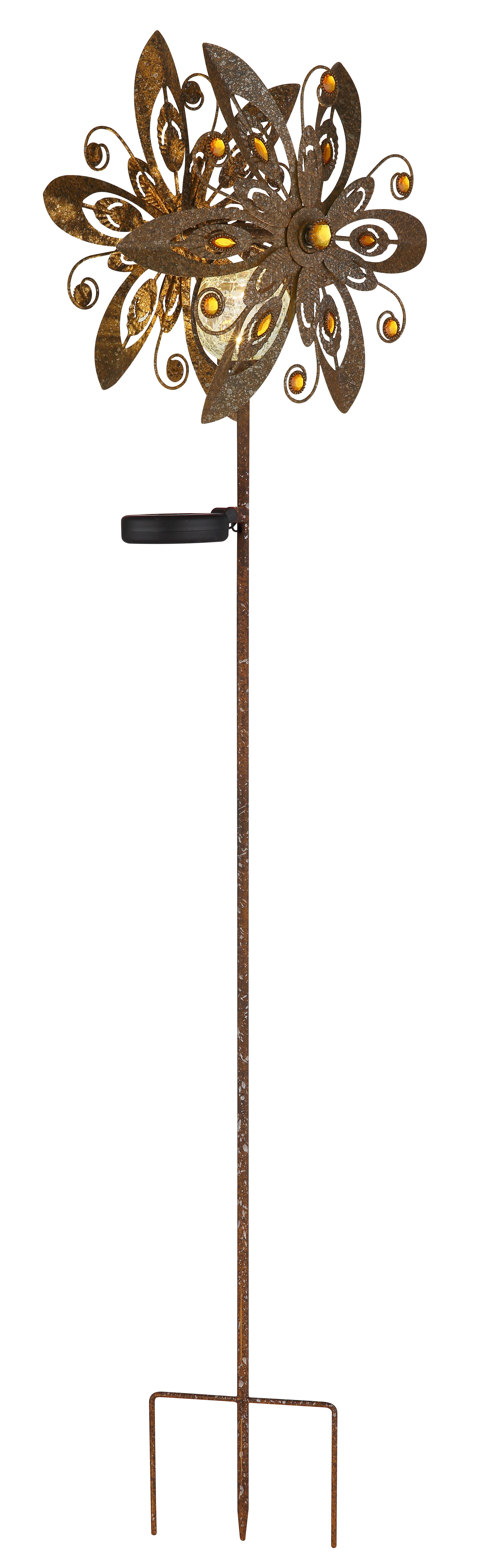 Solarleuchte 36578  Solar - Klar/Rostfarben, Design, Glas/Metall (32/17,5/124cm) - Globo