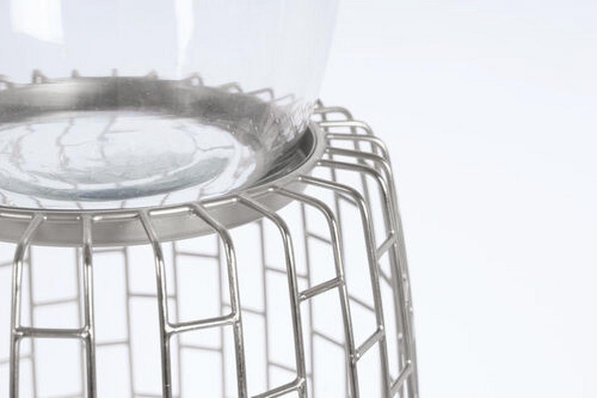 KERZENHALTER OSLBS-SIV - Silberfarben, Design, Glas/Metall (28/73/28cm) - Kayoom